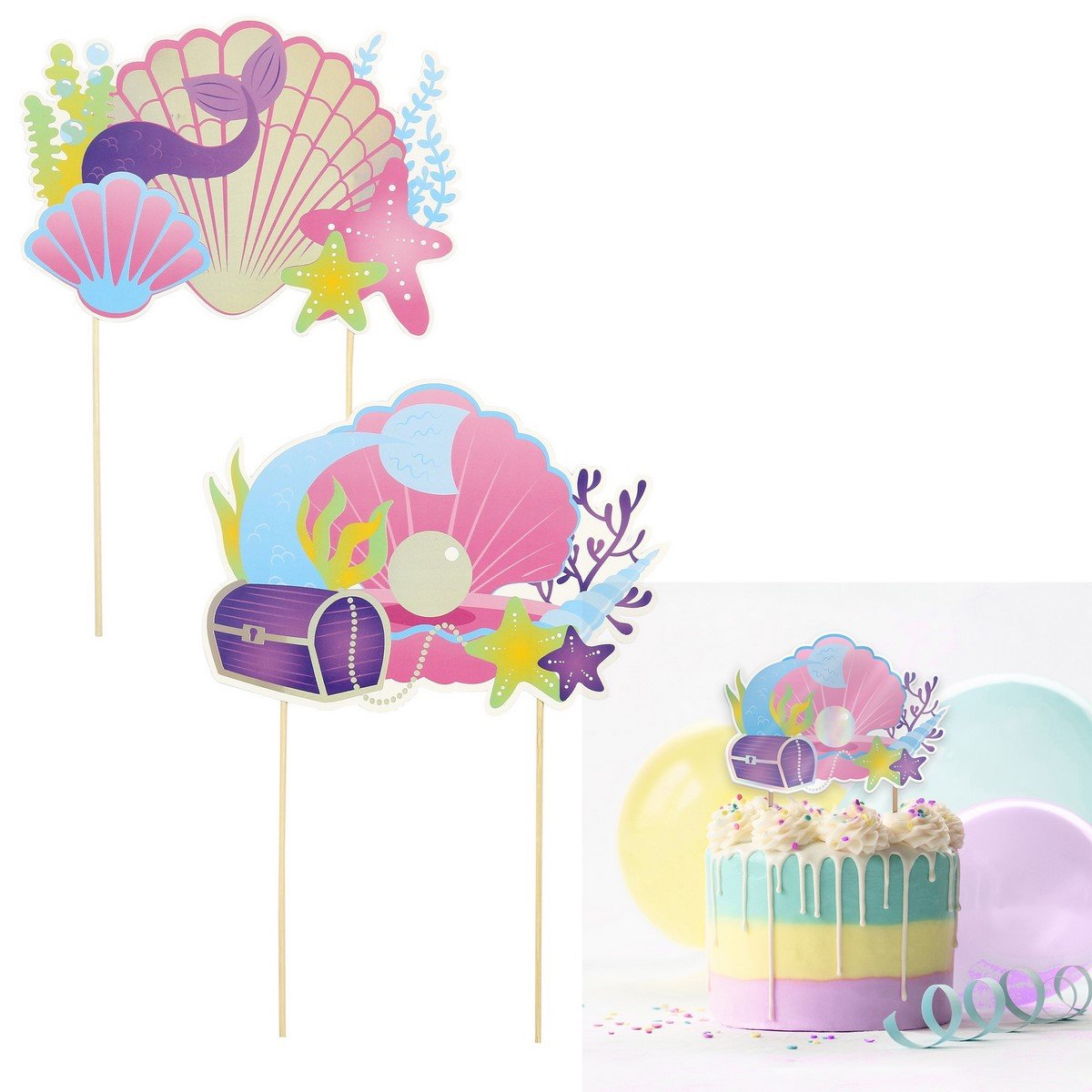 2 décorations de gâteau Sirène