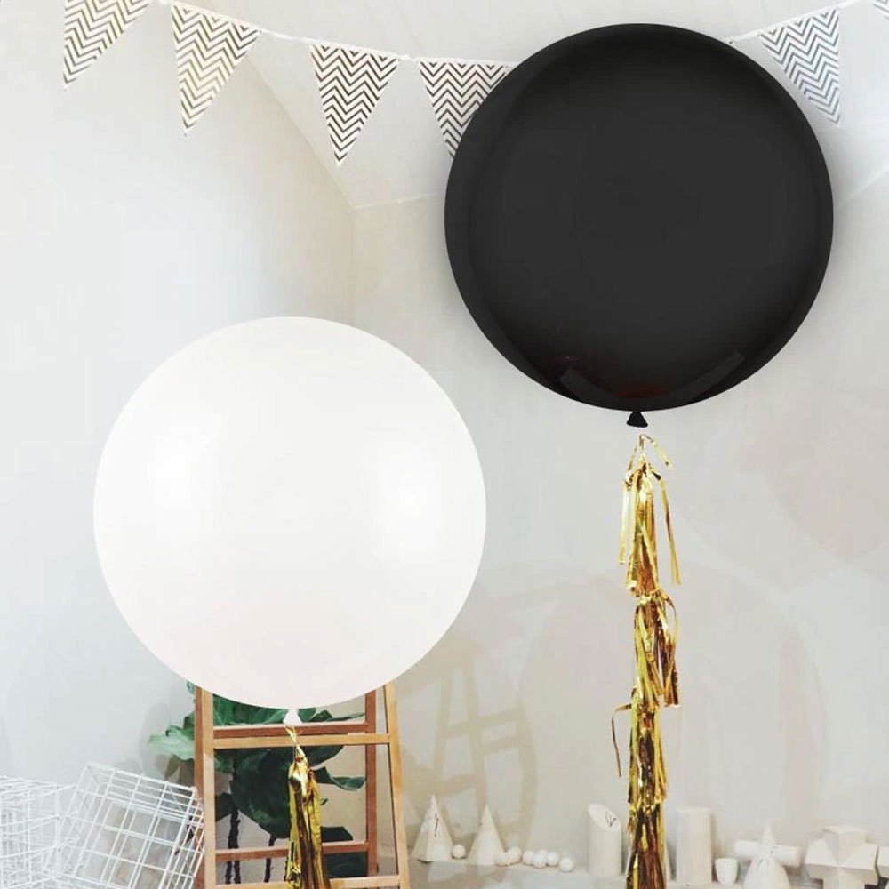 (5er Set) Ø90cm XXL Party Deko Ballons Latex Luftballons Extragross - Weiss