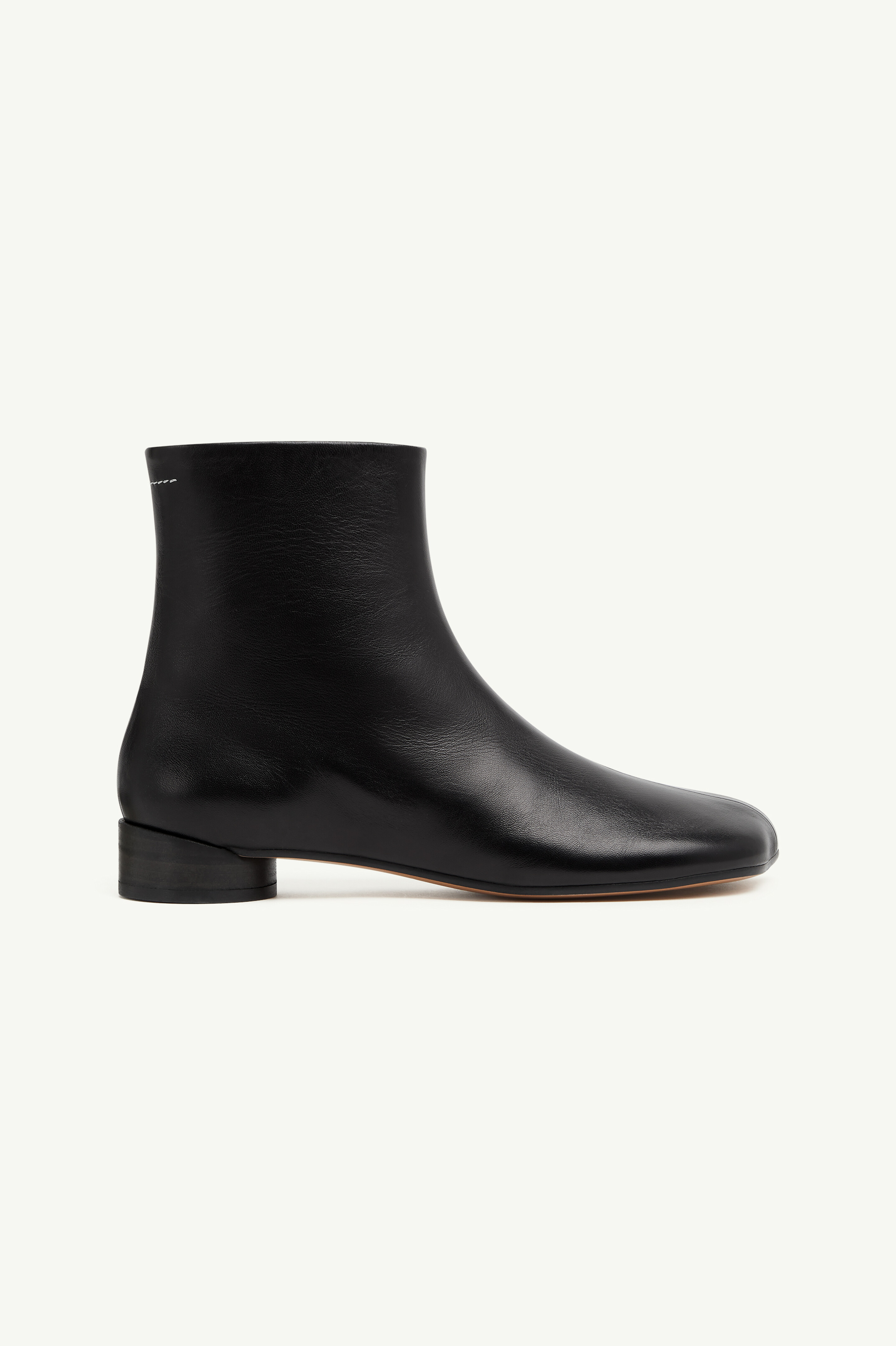 Black Leather Zip Ankle Boots