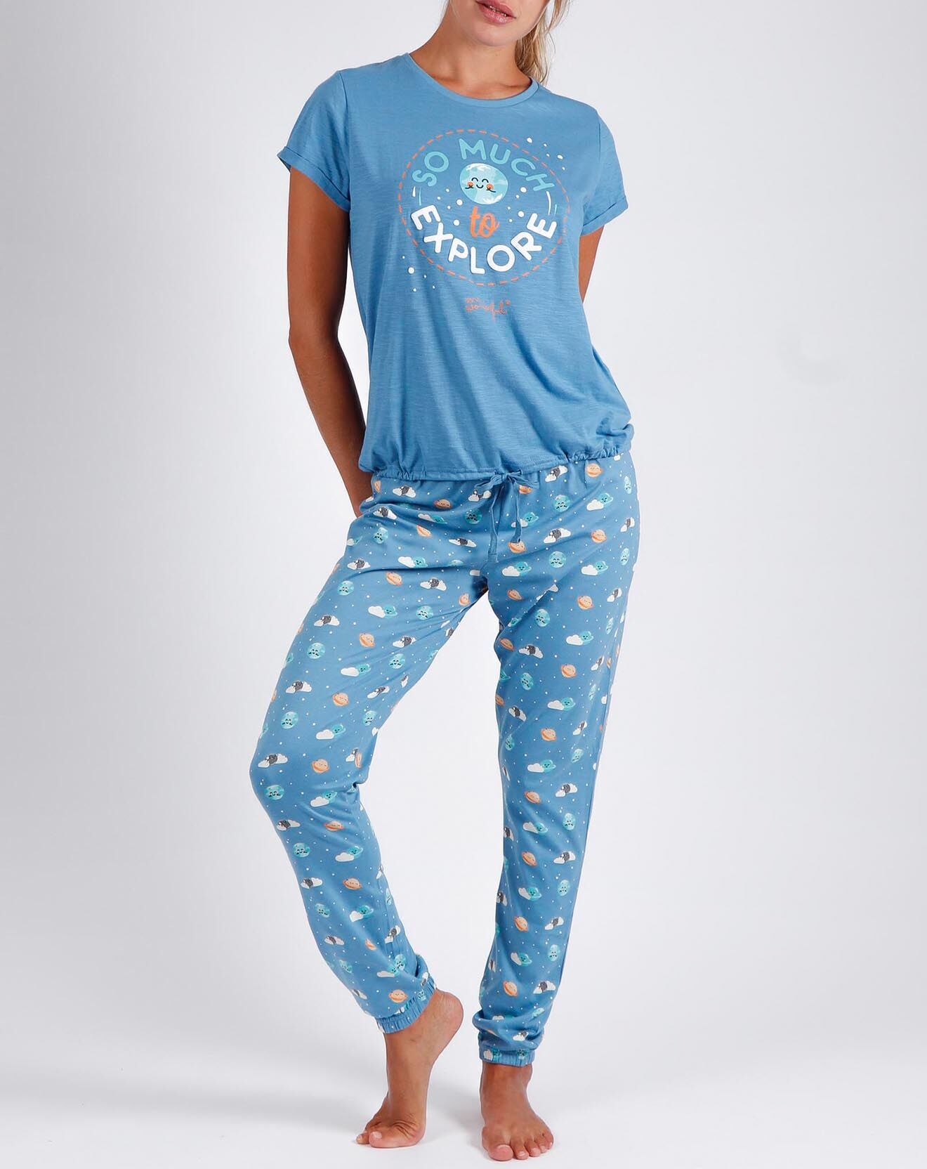 Mr Wonderful Pyjama T-Shirt & Pantalon Yuki bleu