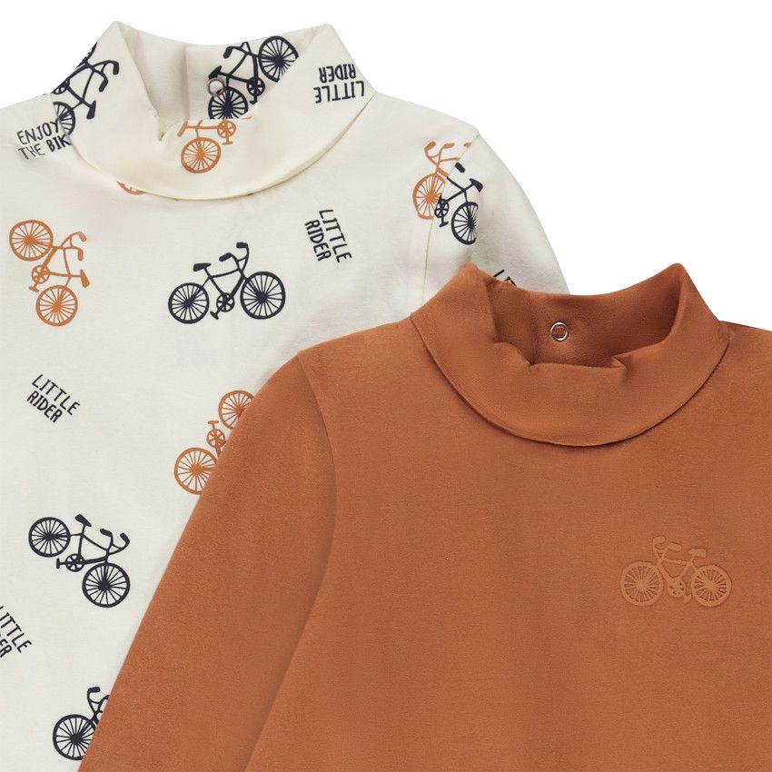 Sous-pull col roulé imprimé fantaisie pour bébé garçon - Ecru