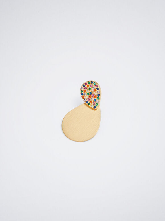 Brincos de ouro com zircônias - Multicoloridos