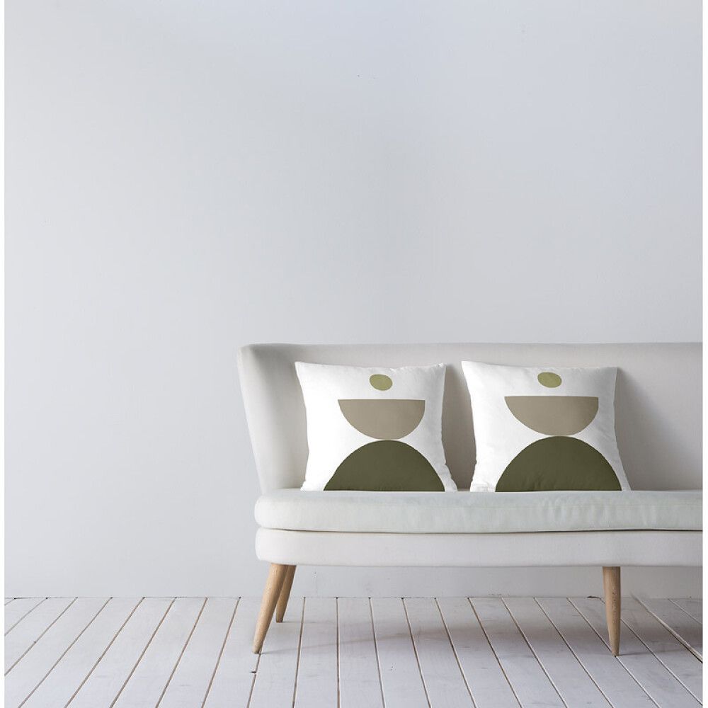 PYNTEPUTE TRYCK 760 45X45CM HVIT/OLIVENGRØNN