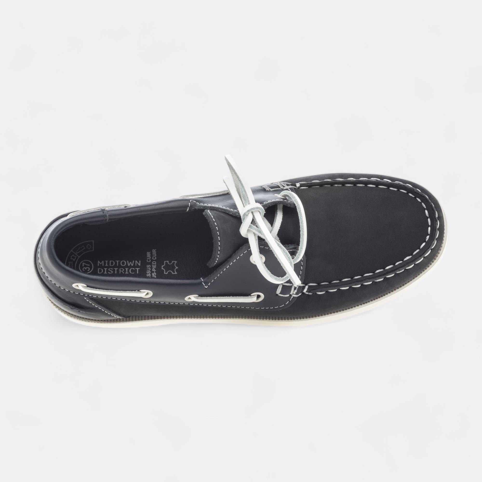 Chaussures bateau Garçon en cuir bleu