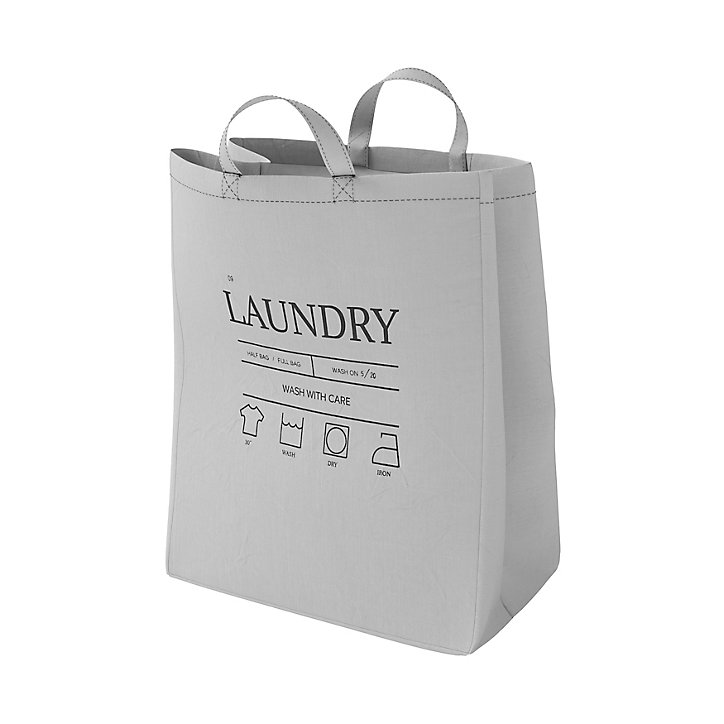 Panier à linge GoodHome Elland capacité 50 litres coloris gris nuage en coton L.40 x l.25 x H.53 cm
