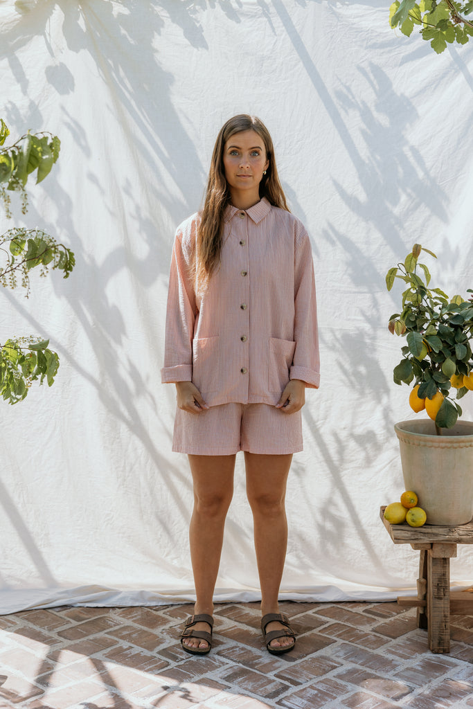 Pajama Set W, Pyjamassæt - Soft Cheek Stripe