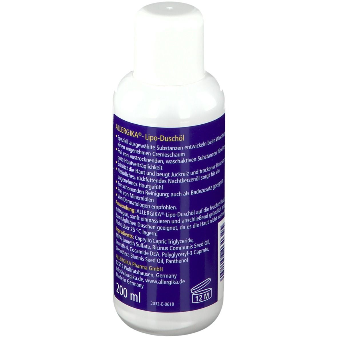ALLERGIKA® Lipo Duschöl - Hautbarriere stärkendes, rückfettendes Duschöl bei sehr trockener, irritierter Haut und Juckreiz