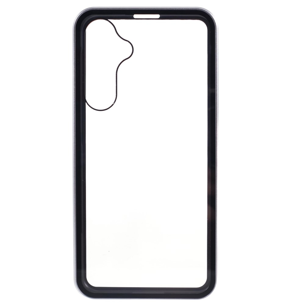 Samsung Galaxy A55 Magnetische Alu Schutzhülle mit Panzer Glas Backcover   Displayschutz (Magnet-Technologie) - Silber