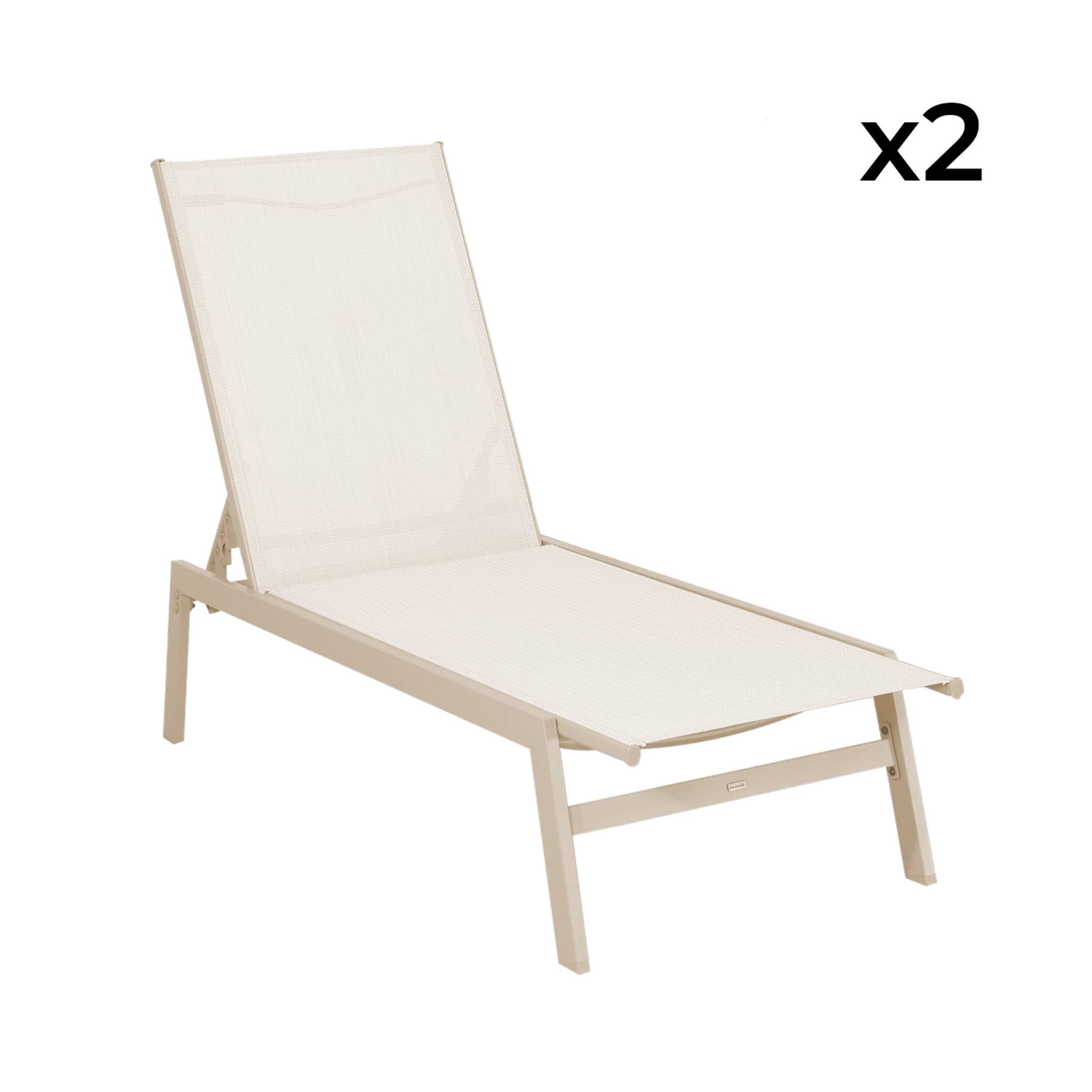 sweeek - Ligstoelen met meerdere posities textileen en metaal (set van