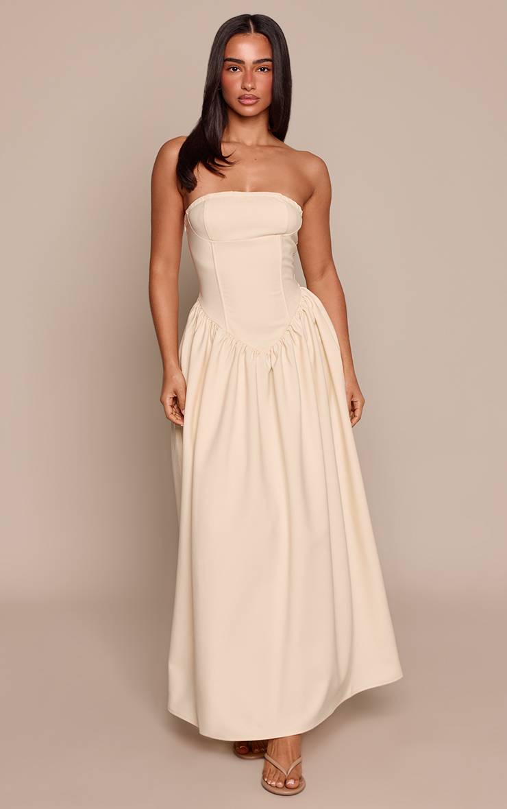 Pale Yellow Robe Maxi Fluide À Bandeau Petite
