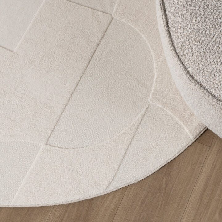 Rond Scandinavisch vloerkleed - Charm Circles Wit