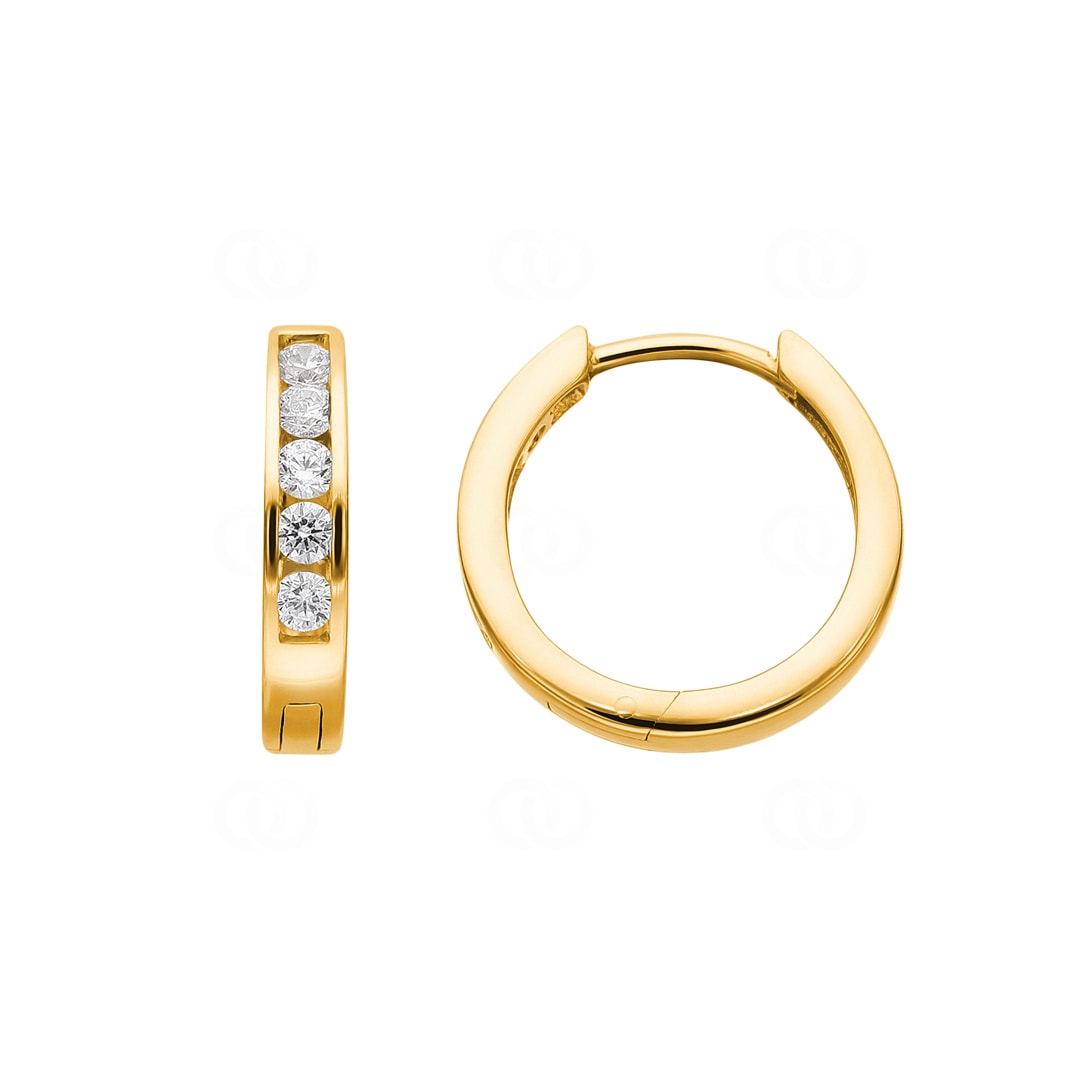 Kreolen 750/18 K Gelbgold Ø 14mm mit Zirkonia