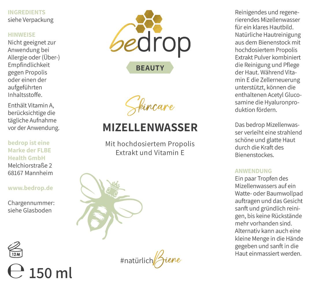 bedrop Tonikum Gesichtswasser Mizellenwasser mit Propolis Extrakt
