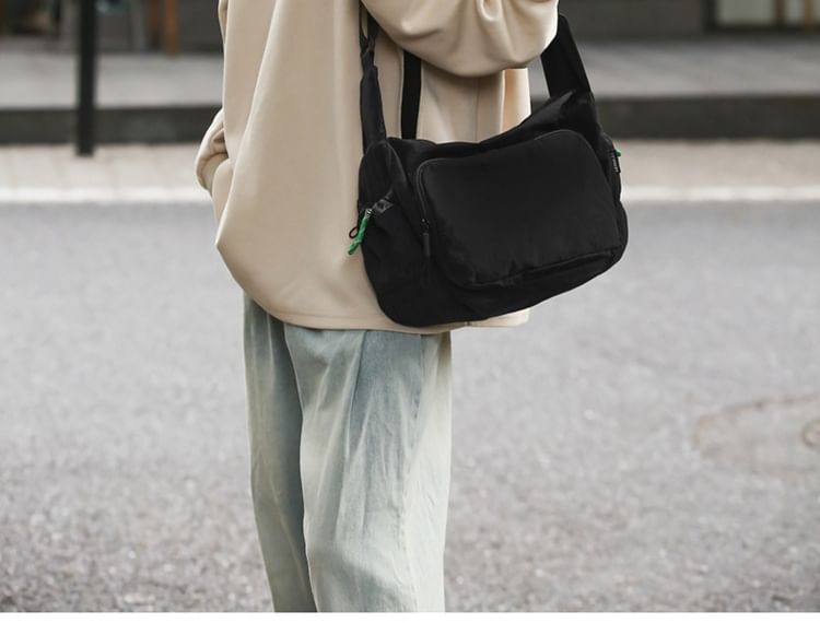 Wavecho - Effen canvas crossbodytas