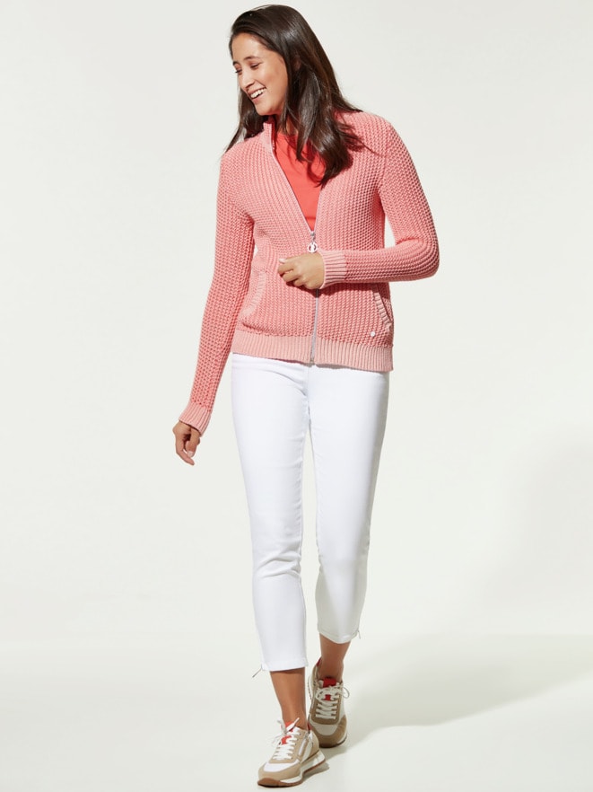 Reliefstruktur-Strickjacke