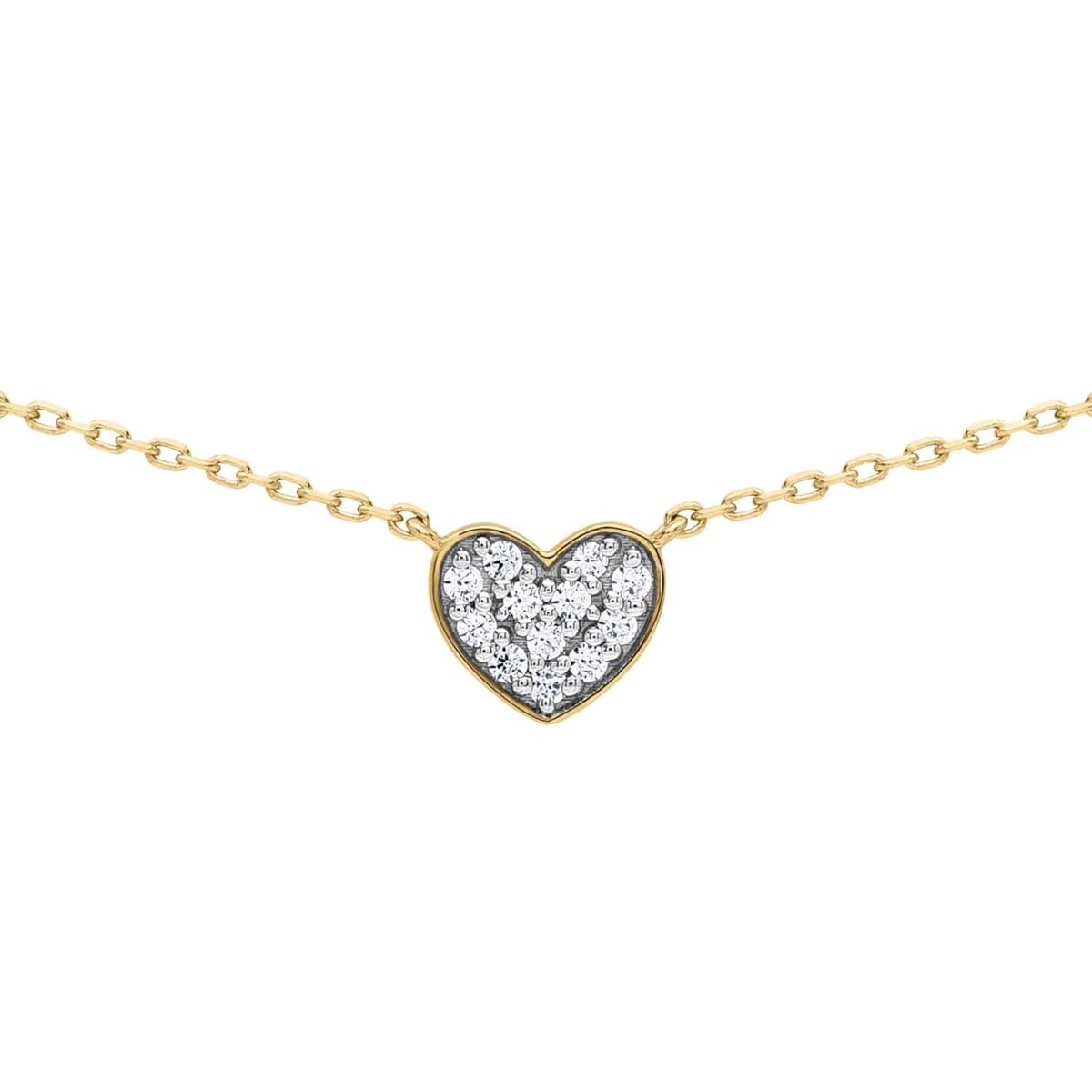Collier Brillaxis or jaune 18 carats coeur oxydes
