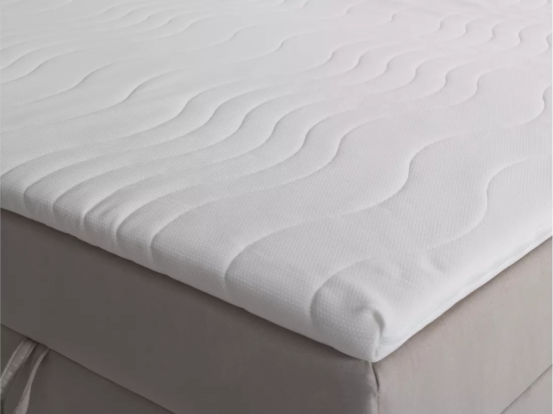 Ensemble complet literie déco tête de lit avec led + sommiers coffre + matelas + surmatelas - 160 x 200 cm - Velours - Beige - ORANA de YSMÉE