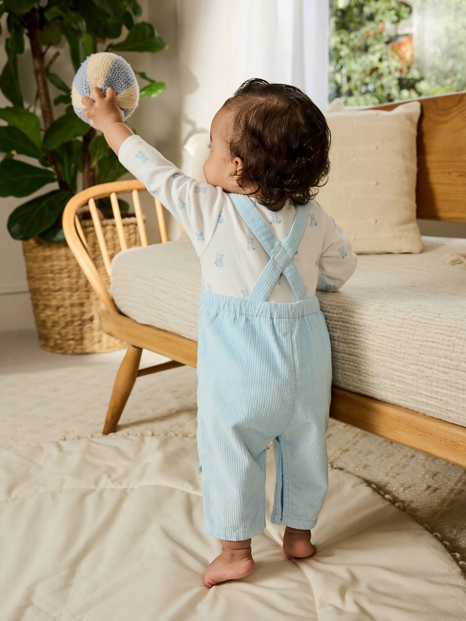 Blauw met beren - Babyset van tuinbroek en rompertje (0mnd-2jr)