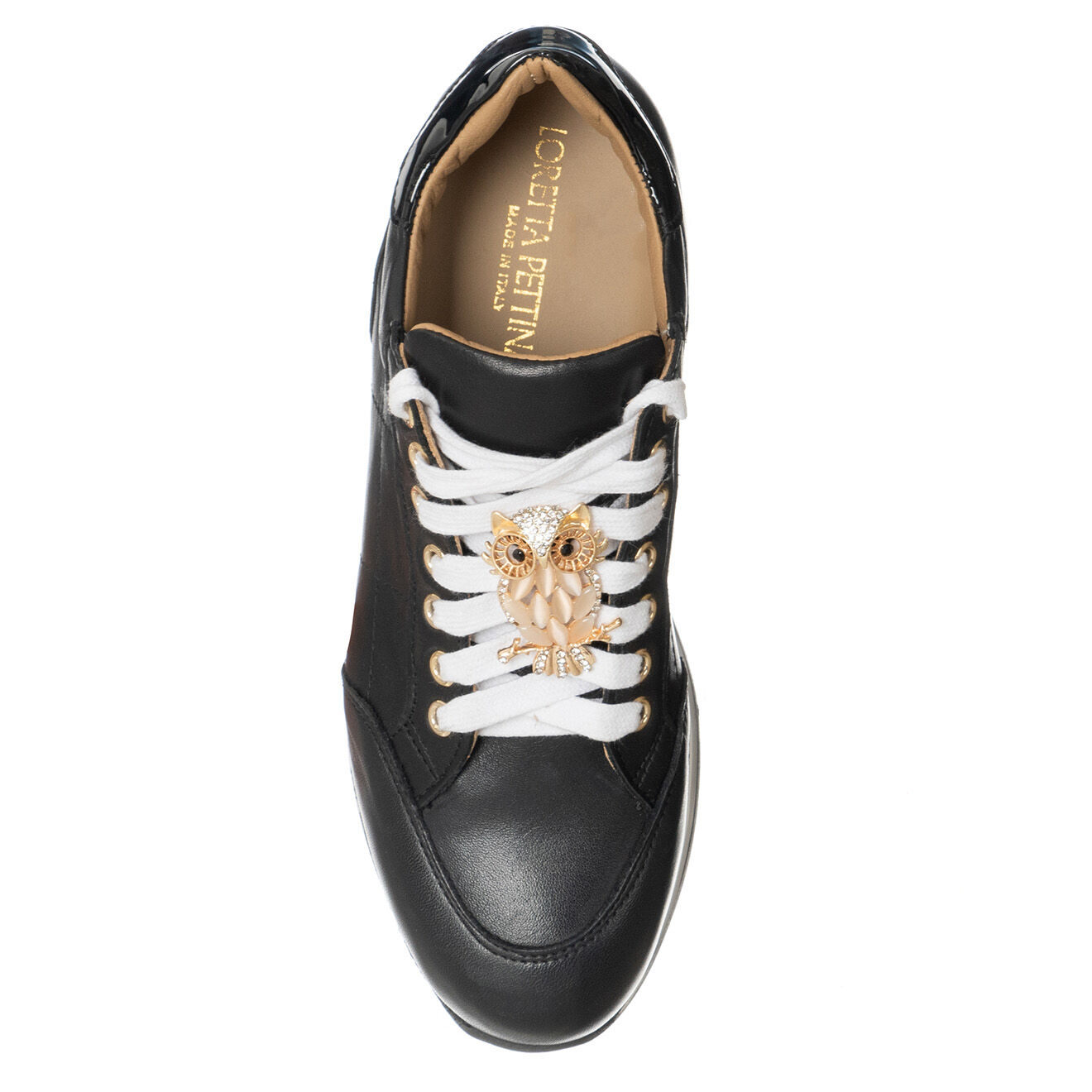 Loretta Pettinari Sneakers en Cuir Toppo noir/blanc
