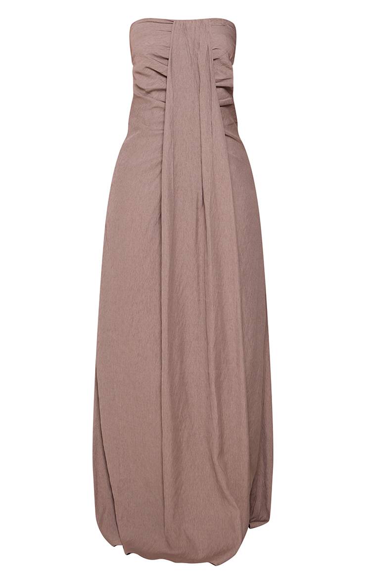 Gris Robe Longue Colonne À Bustier Avec Détail Drapé Petite Taille