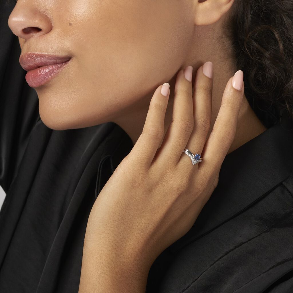 Bague Pasqualina Or Blanc Saphir Et Diamant