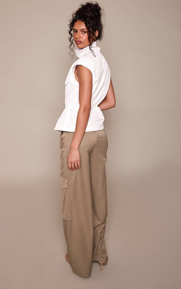 Kaki Pantalon Cargo Utilitaire À Détails