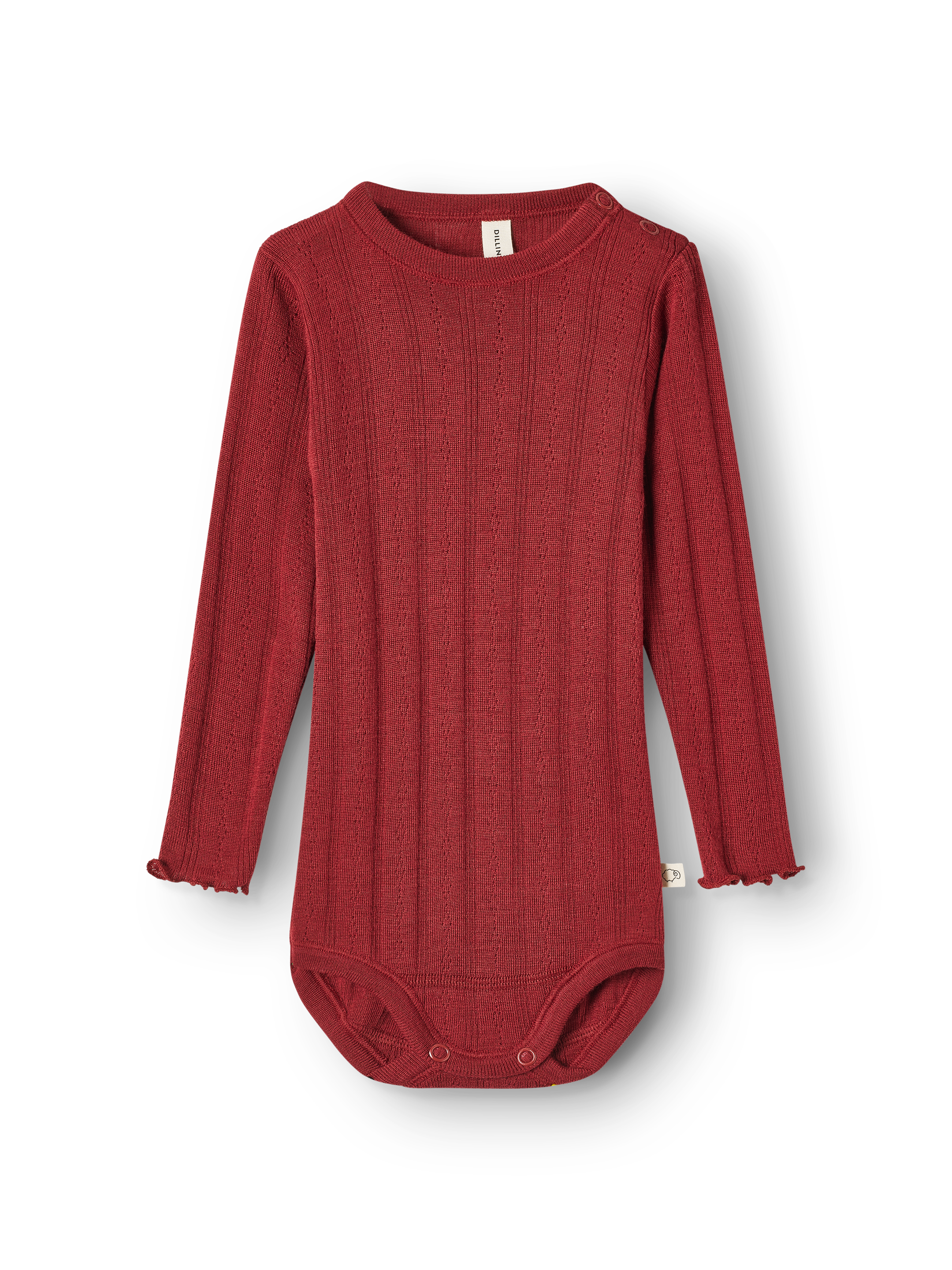 Pointelle romper met lange mouw van merinowol voor baby’s