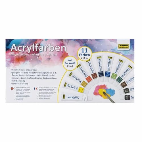 Idena Set Acrylfarben 11x12ml + 1x21ml