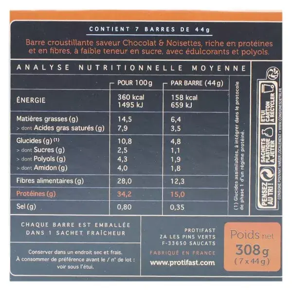 Protifast En-Cas Hyperprotéiné Crousti' Noisette 7 barres