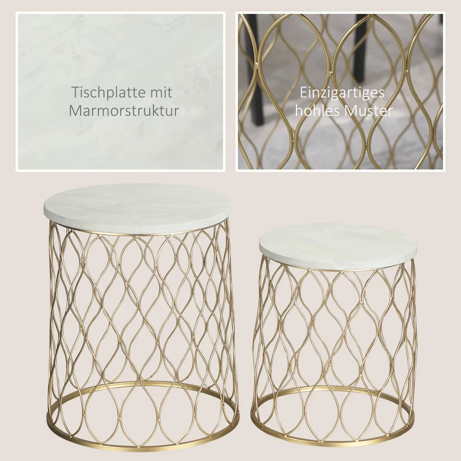 Outsunny Gartentisch mit Stahlrahmen gold