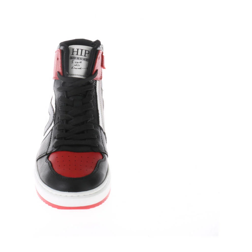 Hip leren sneakers rood/zwart/wit