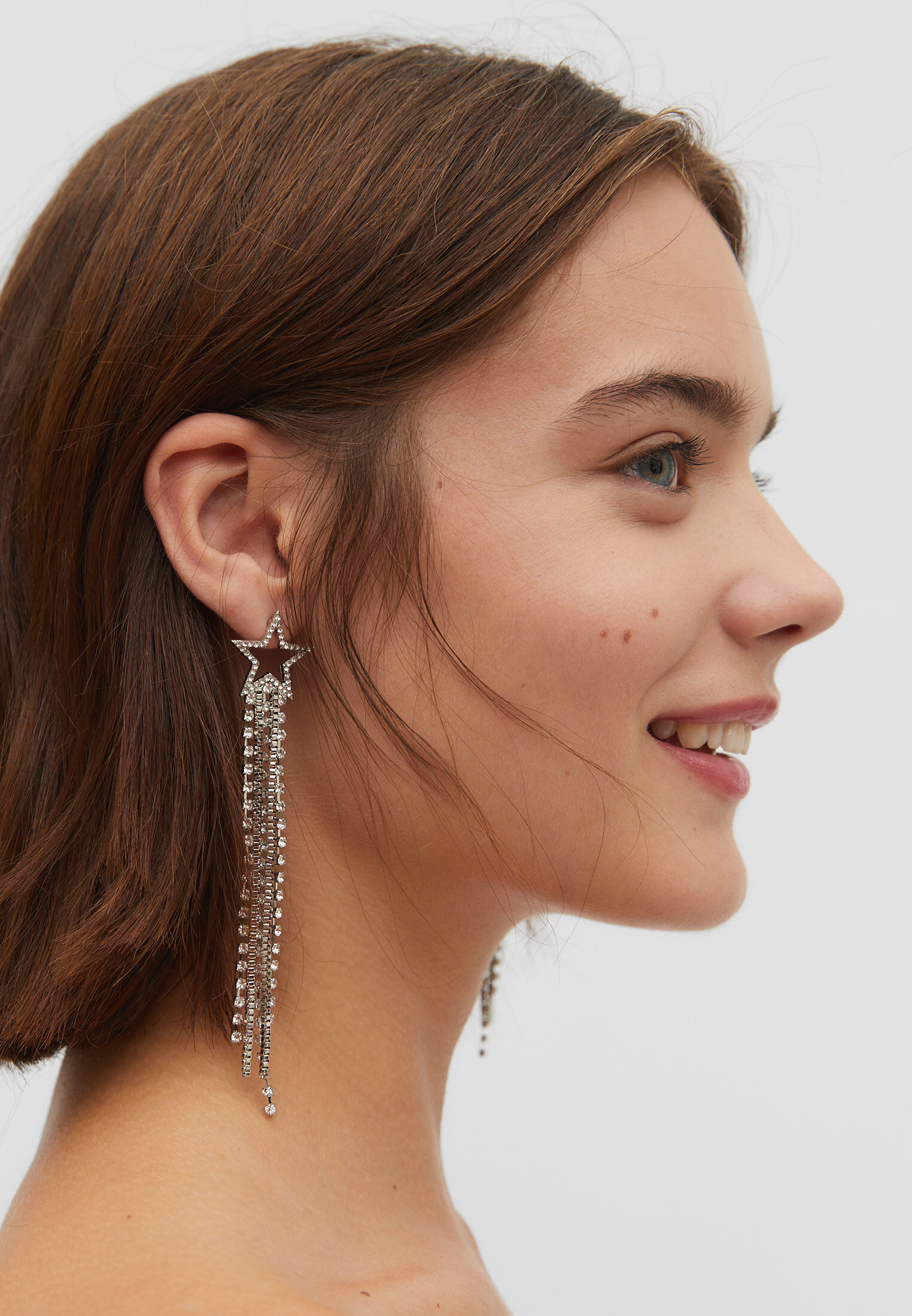 brincos em cascata com estrelas de strass