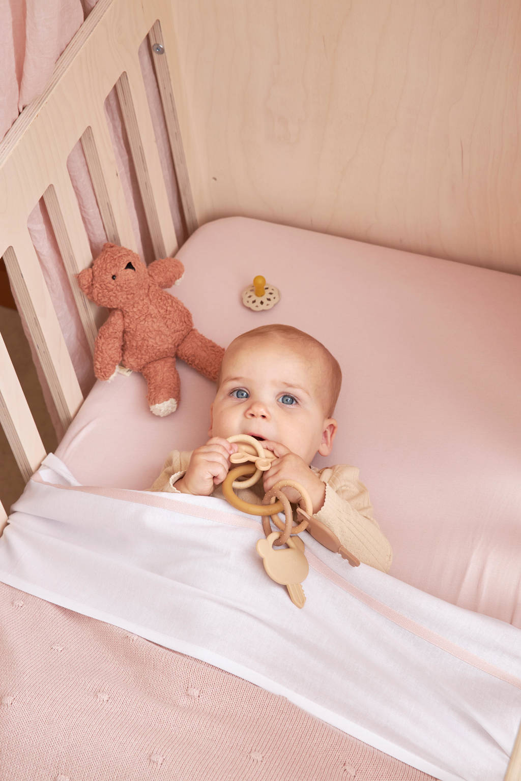 katoenen jersey ledikant hoeslaken 60x120 cm - set van 2 Soft Pink