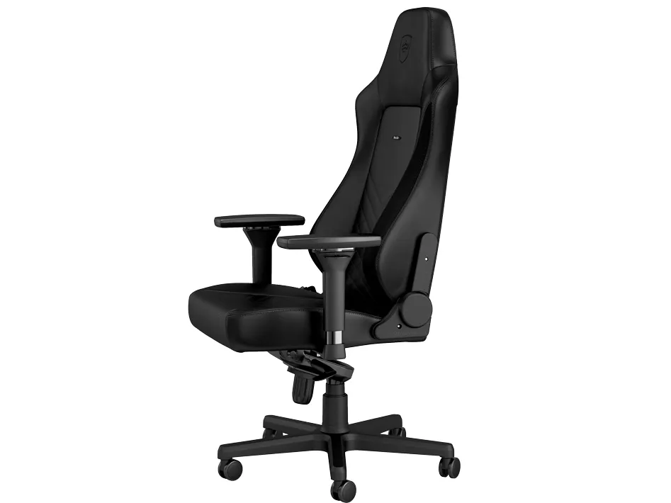 Noblechairs Hero - Stol - ergonomisk - armstøtter - T-formet - vippe - drejeled - aluminium, polyurethan, stål, memory foam, polyuretan vegan falsk læder - sort