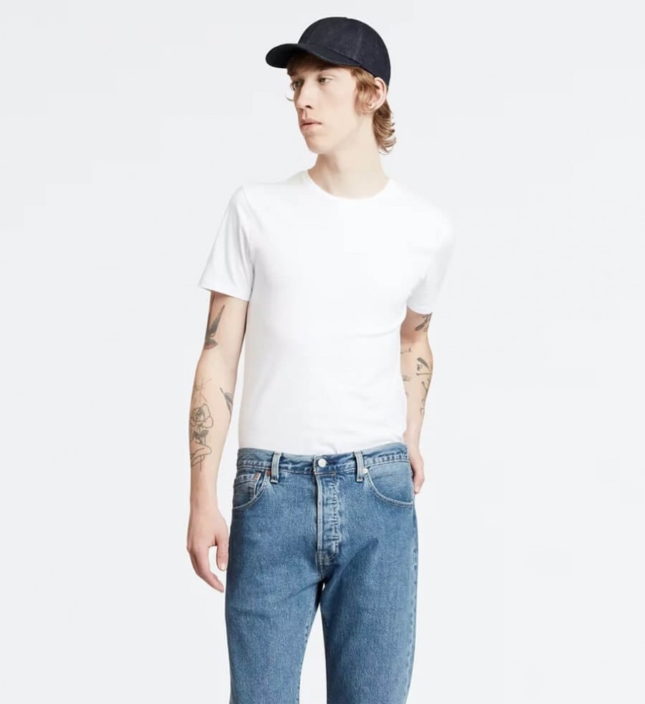 Conjunto de 2 camisetas Levi's nas cores azul-marinho e branca.