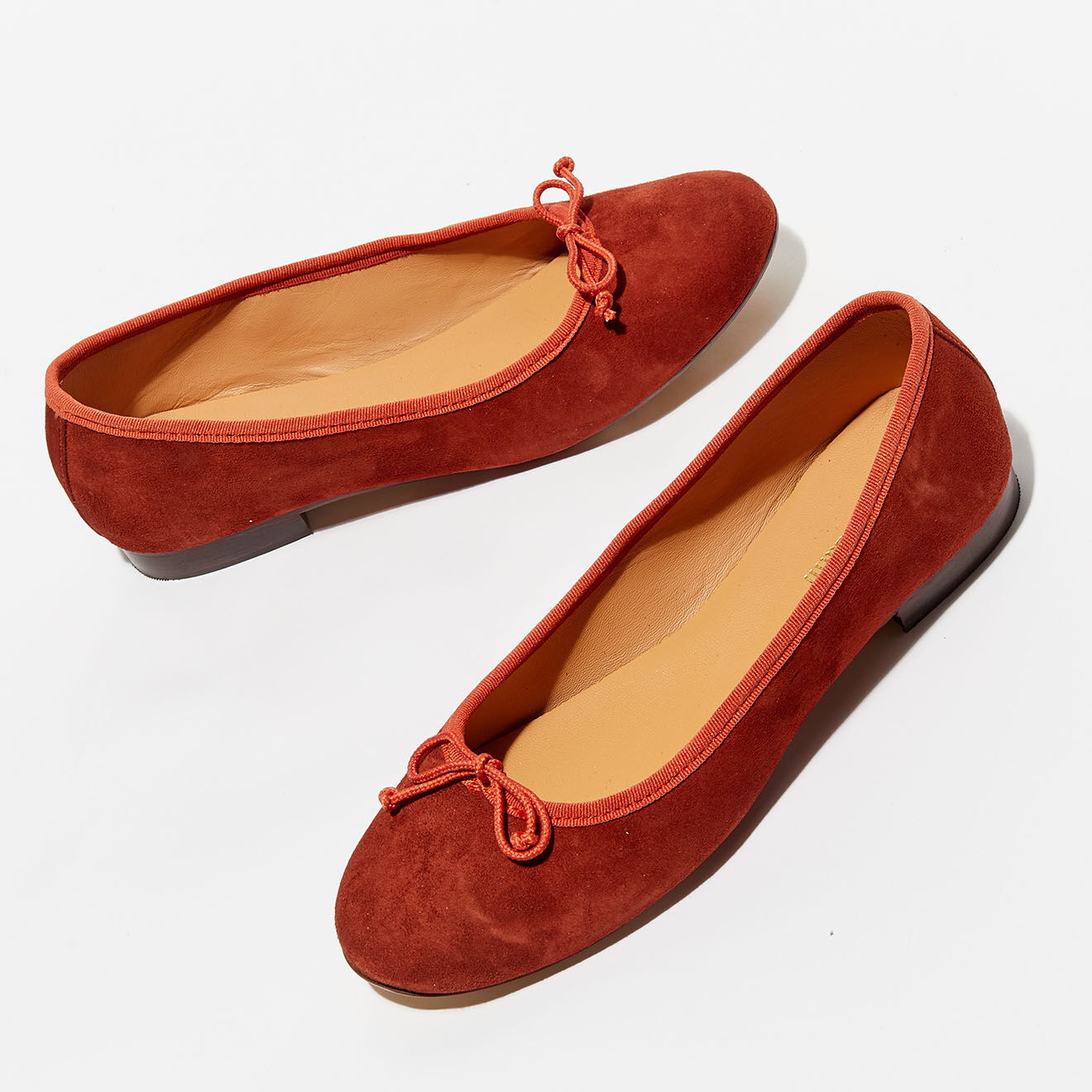 Quartier Latin Ballerines en Velours de Cuir Nicole brique