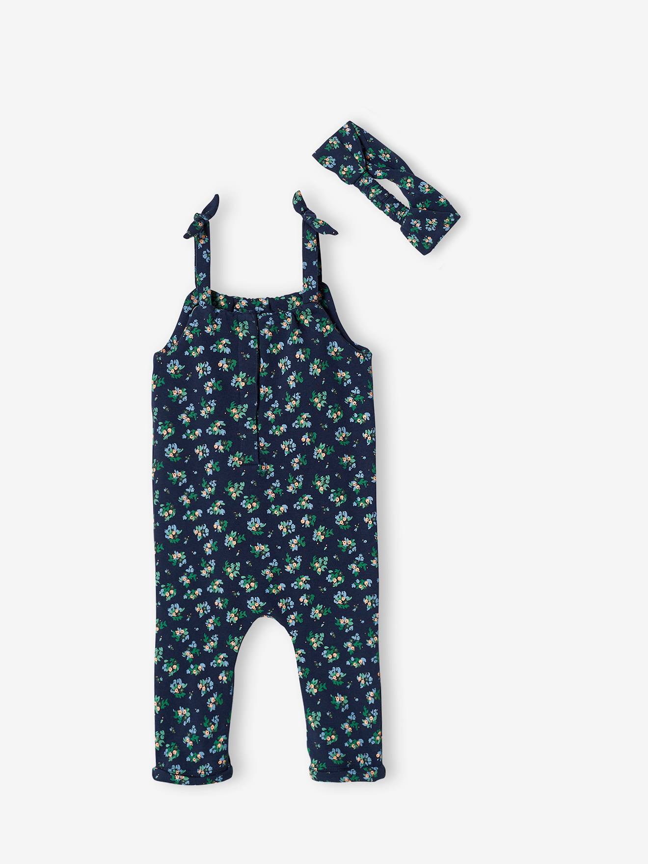 Conjunto de body e faixa de cabelo de pelúcia estampada verde-médio para bebê menina