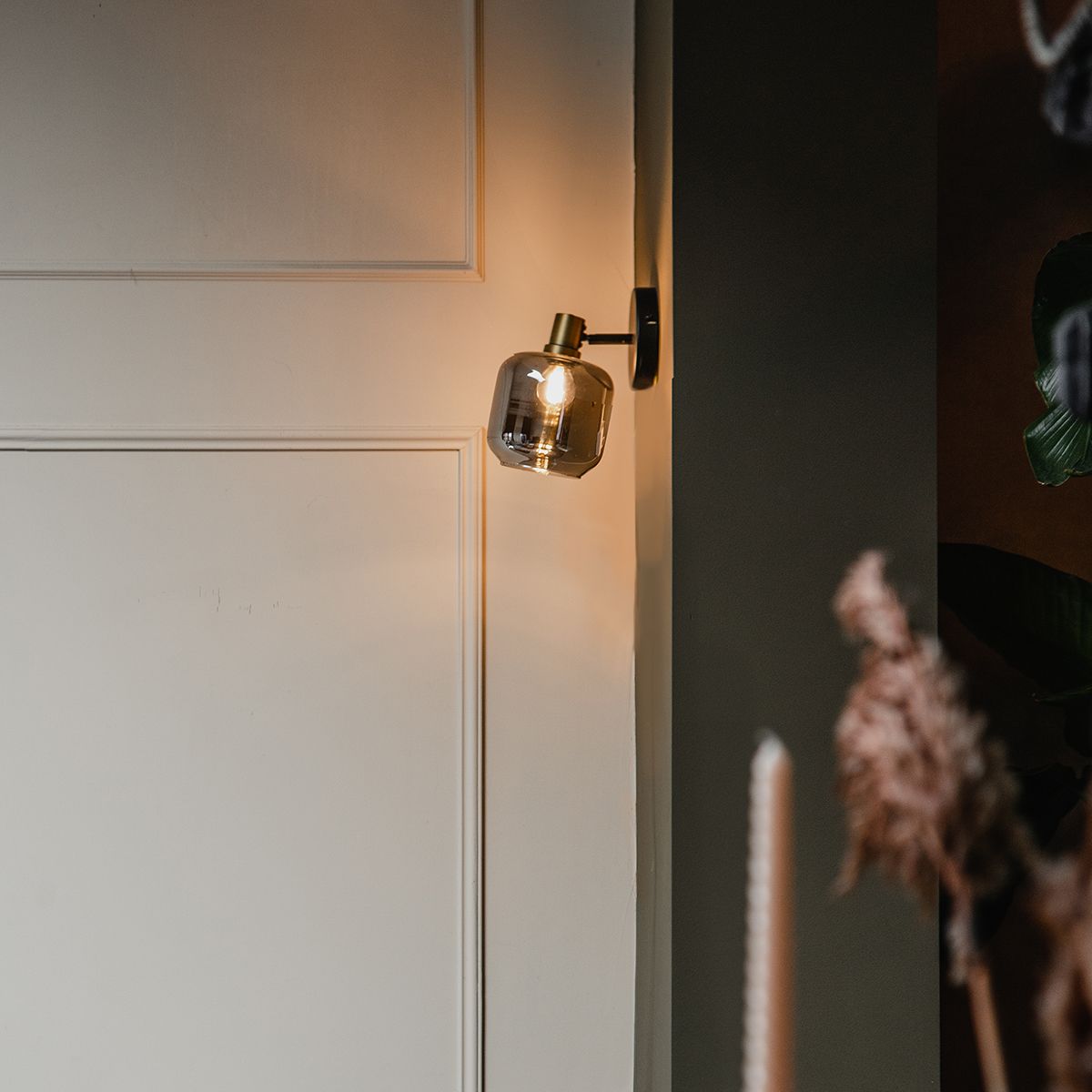 Design plafondspot zwart met goud met smoke glas - Zuzanna