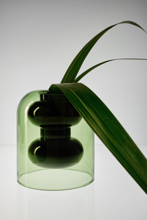 Tom Dixon Bump Short vaas zwart/groen