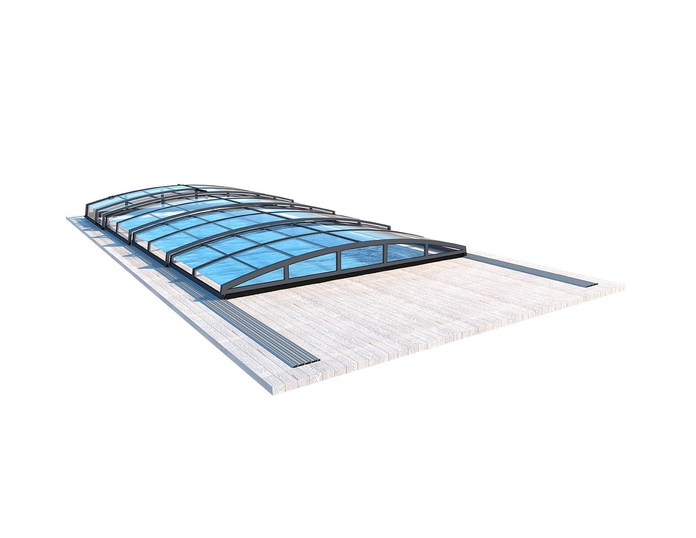 Abri de piscine skyline - 8,61x4,20 m - polycarbonate alvéolaire 8 mm - couleur ral7016 graphite