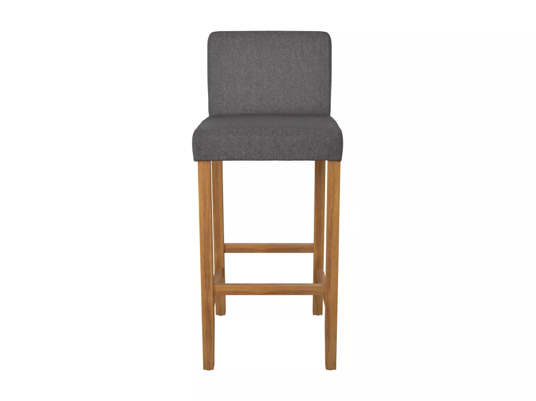 Lot de 2 chaises de bar en tissu gris foncé et pieds en bois 75 cm - Havane