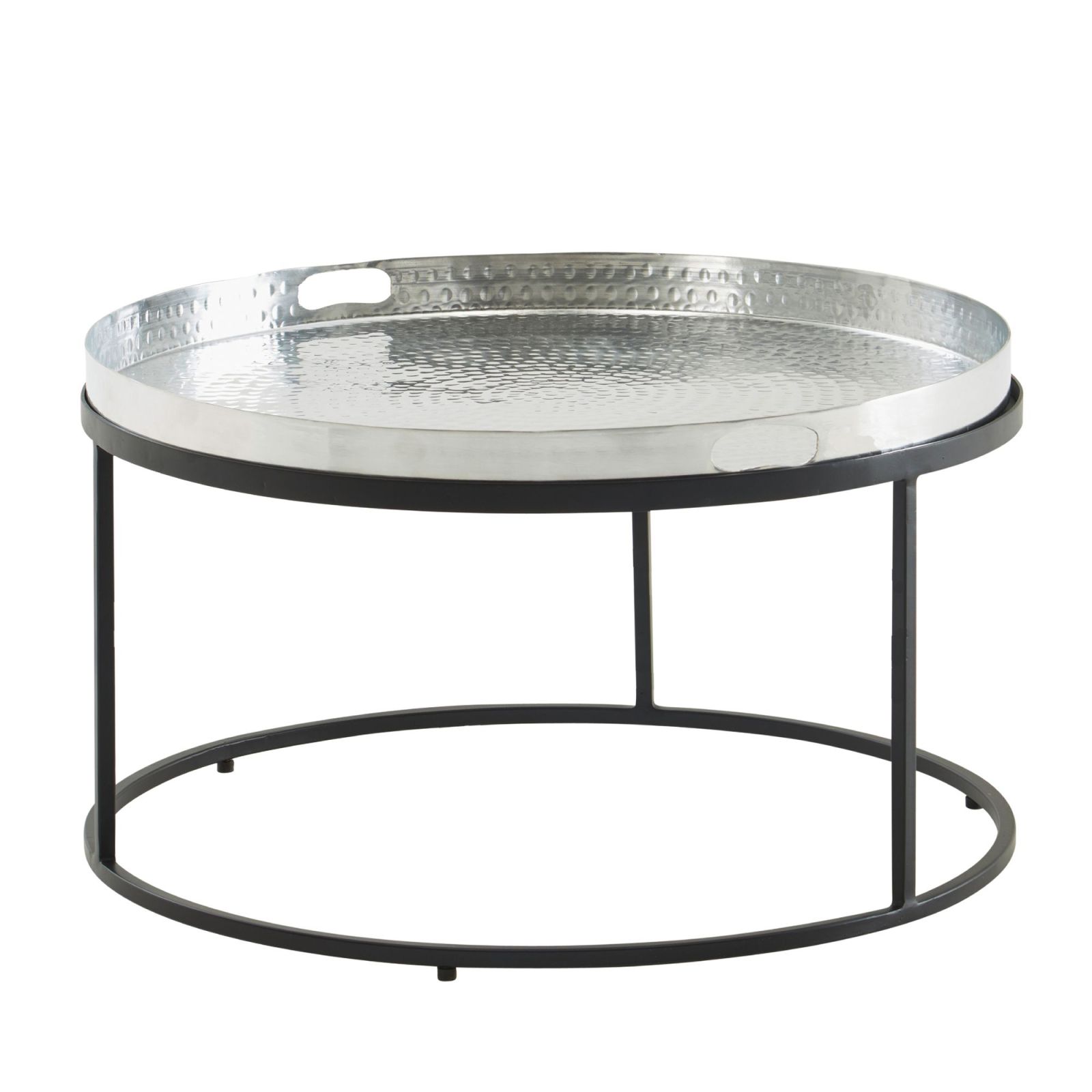 Couchtisch - silber-schwarz - Aluminium - 62 cm