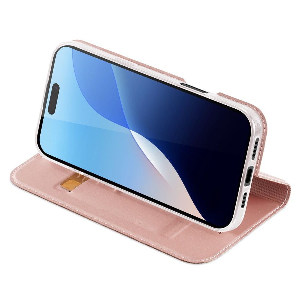 iPhone 16 Pro Flip Wallet Cover Leder Tasche - Roségold