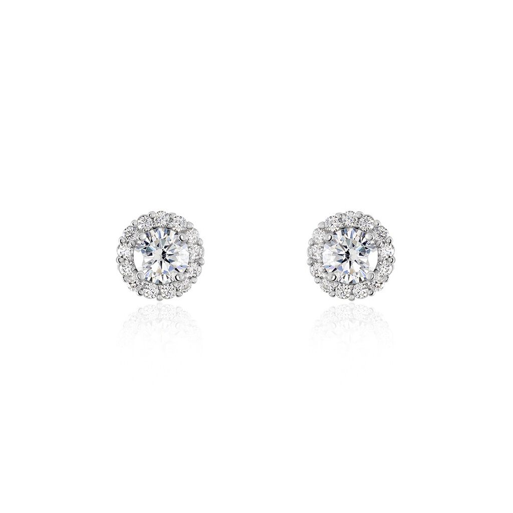 Boucles D'oreilles Puces Eternite Argent Blanc Oxyde De Zirconium