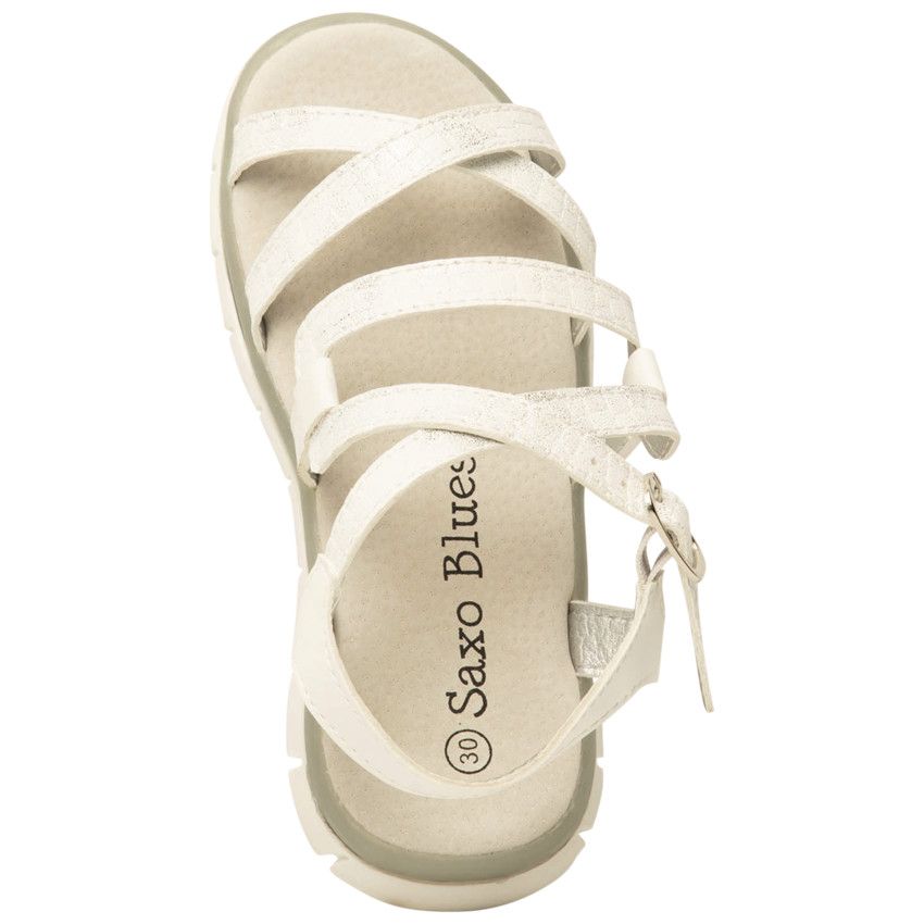 Nu-pieds blancs à brides brillantes pour fille - Blanc