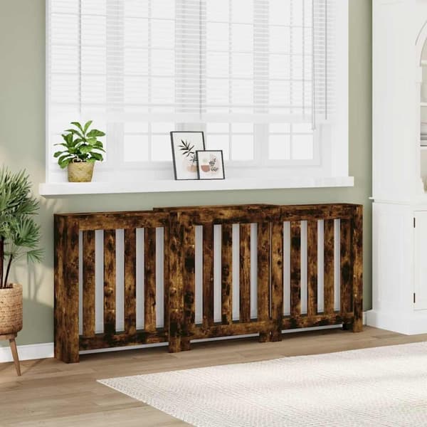 vidaXL Radiatordeksel røkt eik 205x21,5x83,5 cm konstruert tre