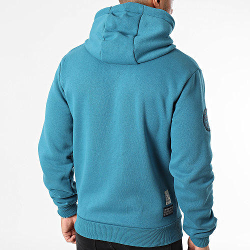 Sweat Zippé Capuche Bleu Pétrole