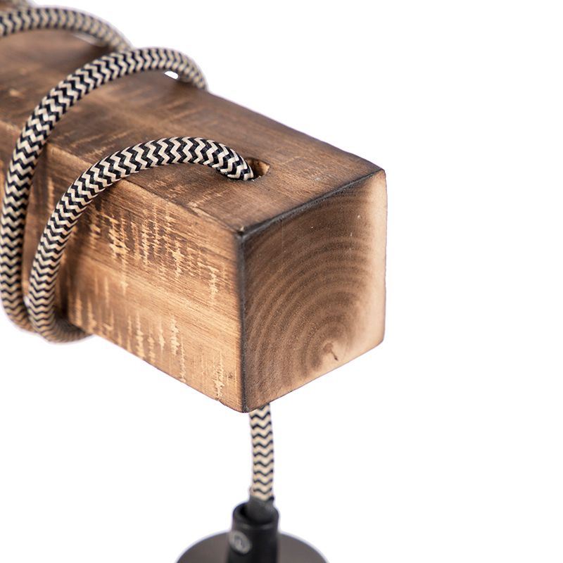 Smart industriële wandlamp zwart met hout incl. wifi G95 - Gallow