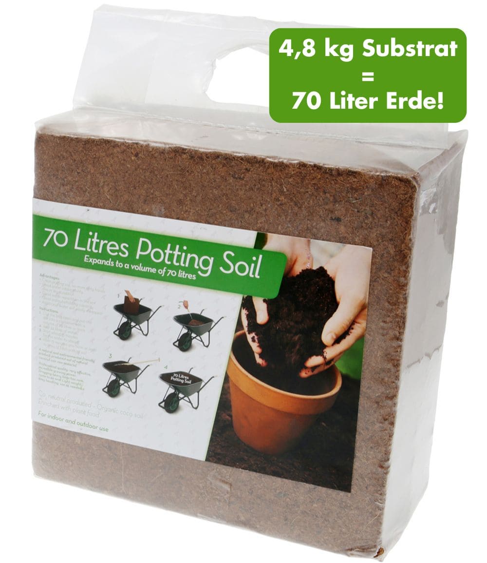 Pflanz-Erde aus Kokos-Faser für 70 Liter Erde