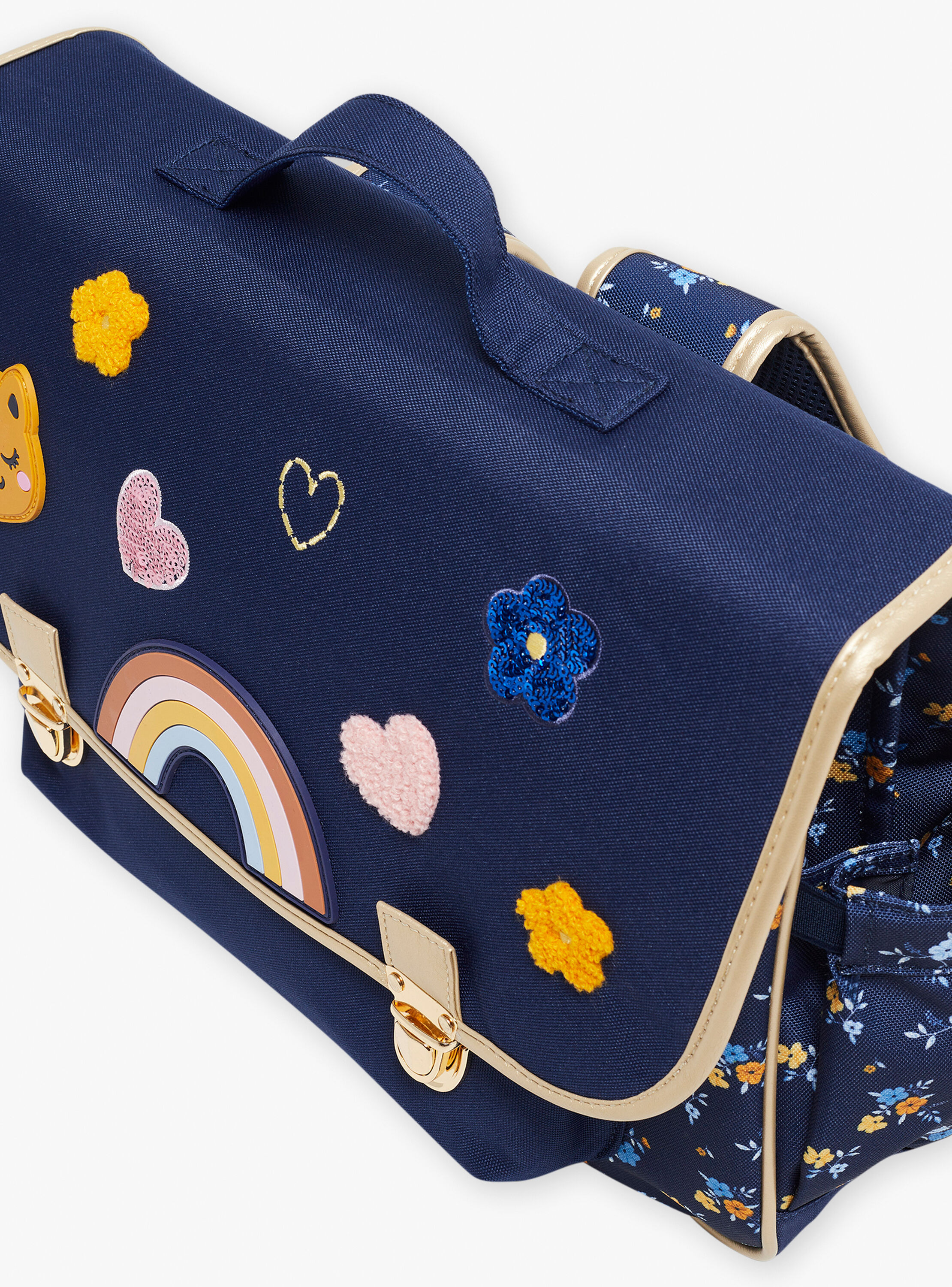 Cartable bleu marine fantaisie en toile